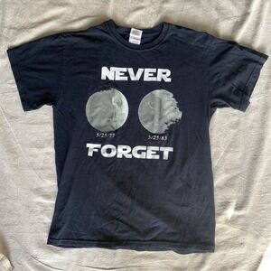 Star Wars "Never Forget" Deathstar Shirt Mens Medium Gilden Heavy Cotton